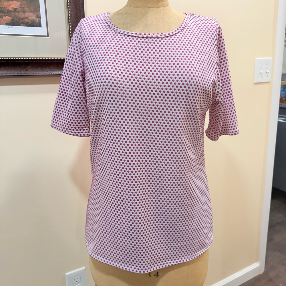 Pink and White Polka Dot Top